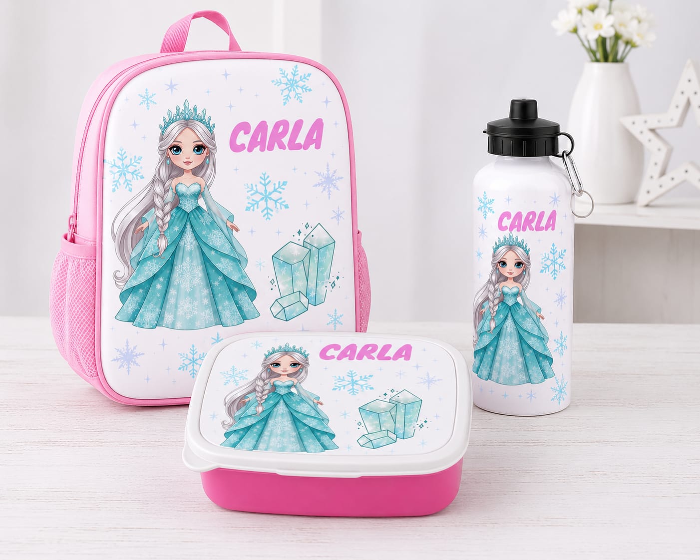 Portamerienda personalizado Escolar: Princesa de Hielo