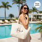 Bolsa de asas largas de algodón reciclado personalizada