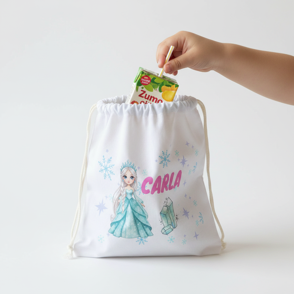 Bolsa de Merienda Personalizada para Niños - Princesa de Hielo