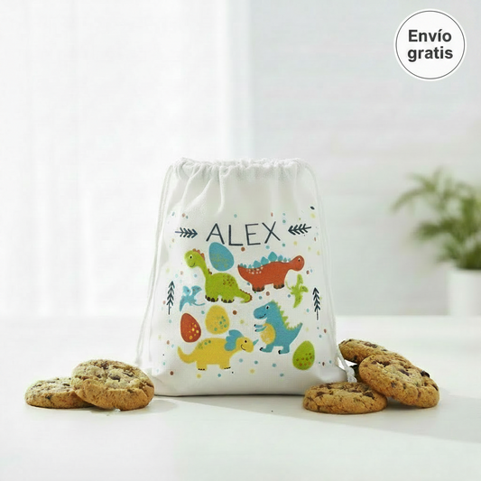 Bolsa de Merienda Personalizada para Niños -Dinos