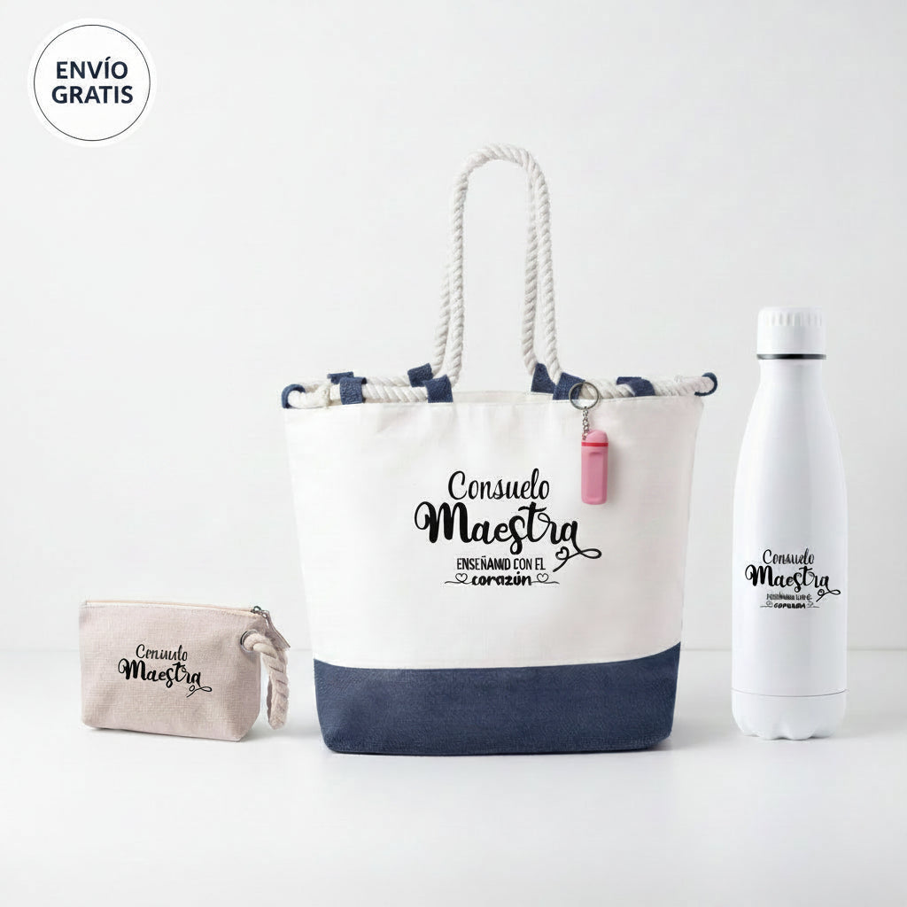 Regalo personalizado Profesoras- Bolsa, Neceser y Bidón Térmico