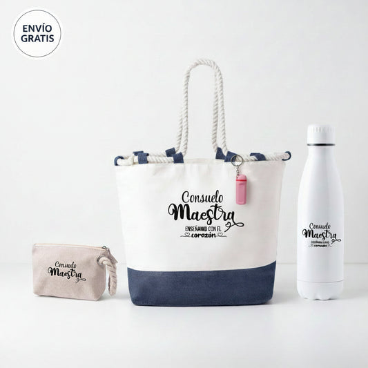 Regalo personalizado Profesoras- Bolsa, Neceser y Bidón Térmico