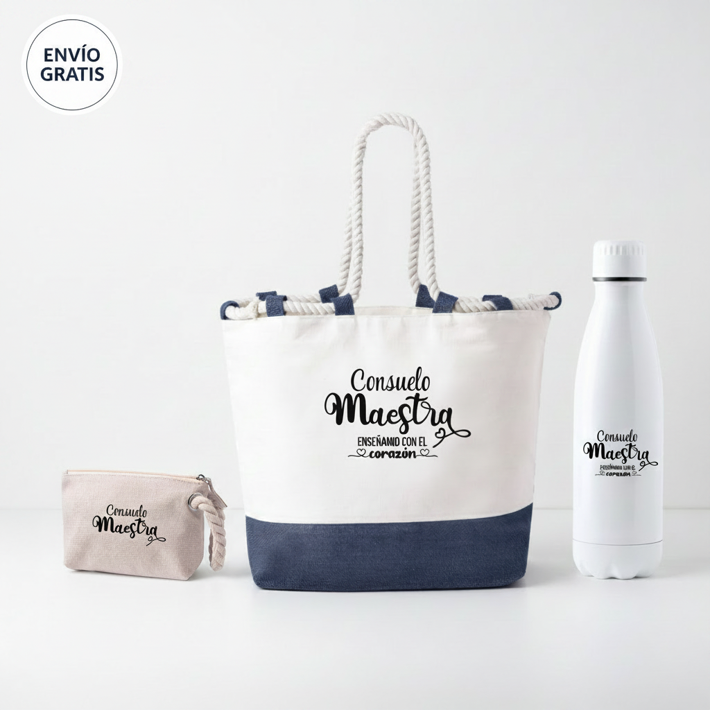 Regalo personalizado Profesoras- Bolsa, Neceser y Bidón Térmico