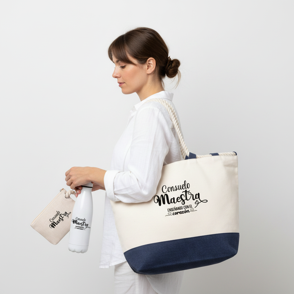 Regalo personalizado Profesoras- Bolsa, Neceser y Bidón Térmico