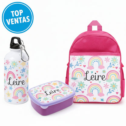 Set Mochila + Botella + Portamerienda Personalizado | Diseño Exclusivo Infantil