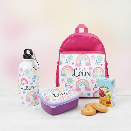 Set Mochila + Botella + Portamerienda Personalizado | Diseño Exclusivo Infantil
