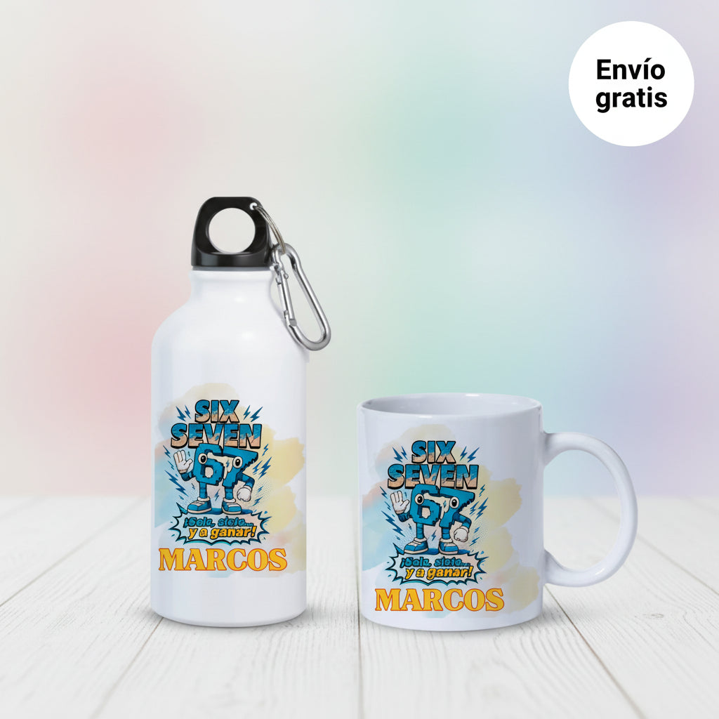 Pack Regalo Personalizado Six Seven (67) | Mochila ,Taza y Botella