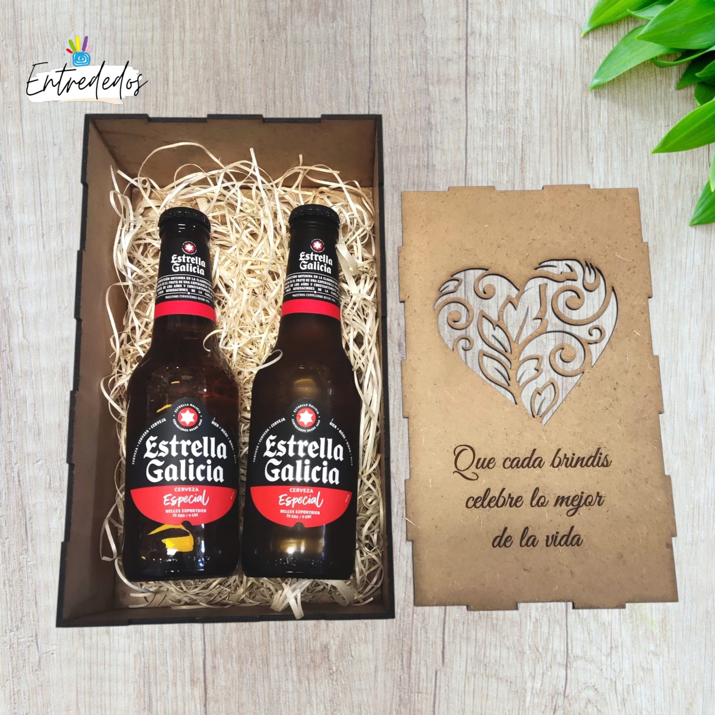 Caja de Madera MDF Personalizable para 2 Copas o Botellas