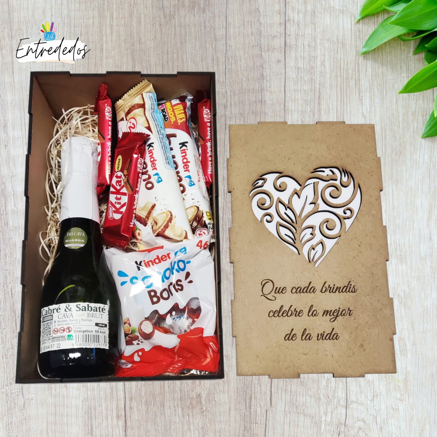 Caja de Madera MDF Personalizable para 2 Copas o Botellas