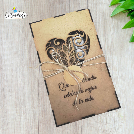 Caja de Madera MDF Personalizable para 2 Copas o Botellas