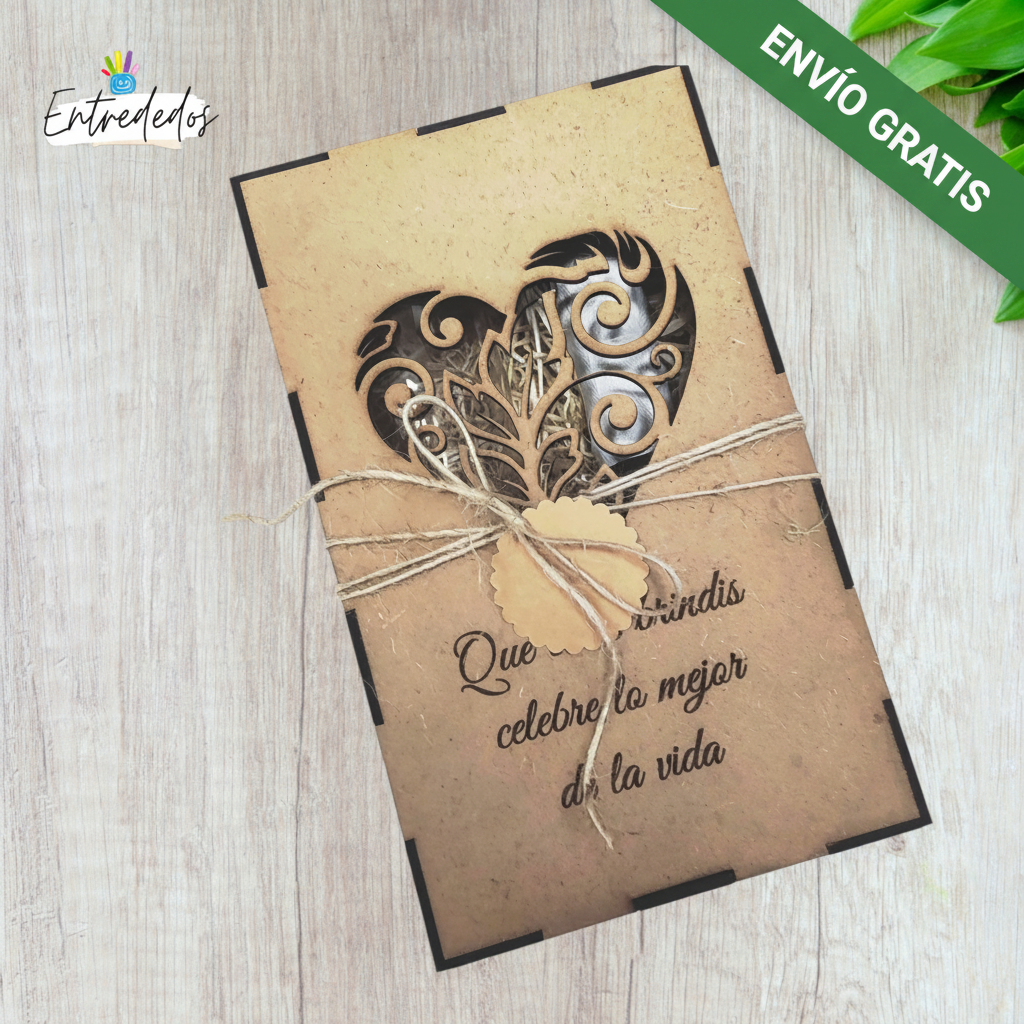 Caja de Madera MDF Personalizable para 2 Copas o Botellas