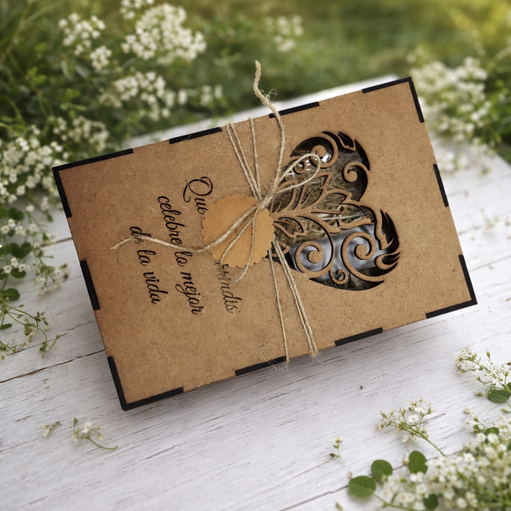 Caja de Madera MDF Personalizable para 2 Copas o Botellas