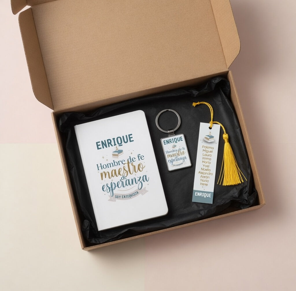 Set de Regalo para Catequista con Libreta, Llavero y Marcapáginas