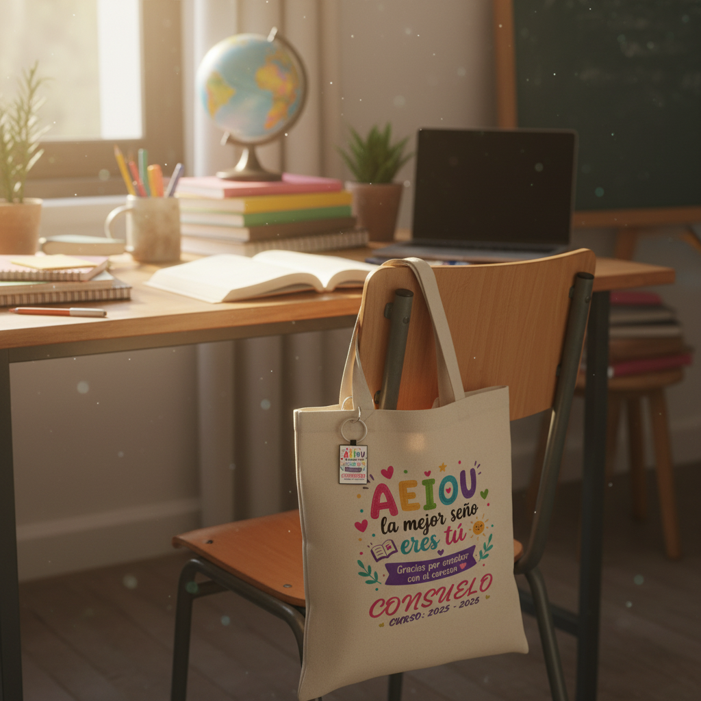 Caja regalo personalizada para profesora con botella, libreta y llavero