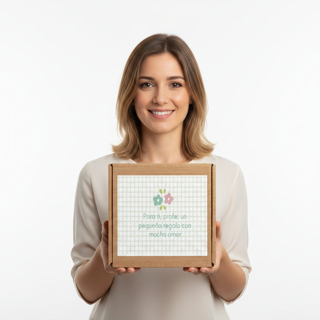Caja Regalo Para Profesora Personalizado -Topitos & Flores