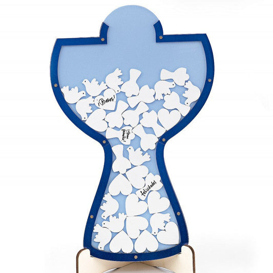 Cuadro de firmas Primera Comunión niño cáliz azul