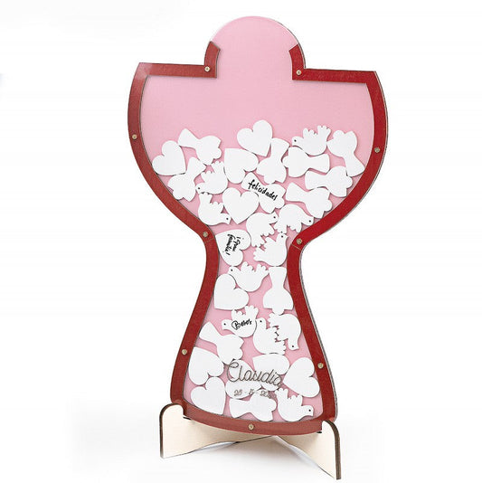 Cuadro de firmas Primera Comunión niño cáliz rosa