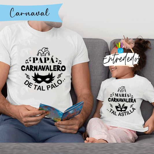 Camiseta Padre, Madre e hijo personalizada diseño carnaval