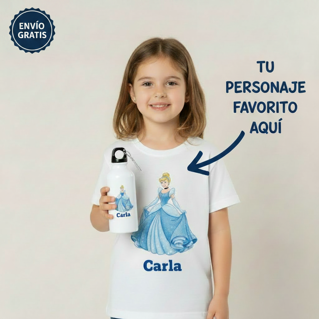 Set Regalo Personalizado para Niños – Camiseta y Bidón con Nombre