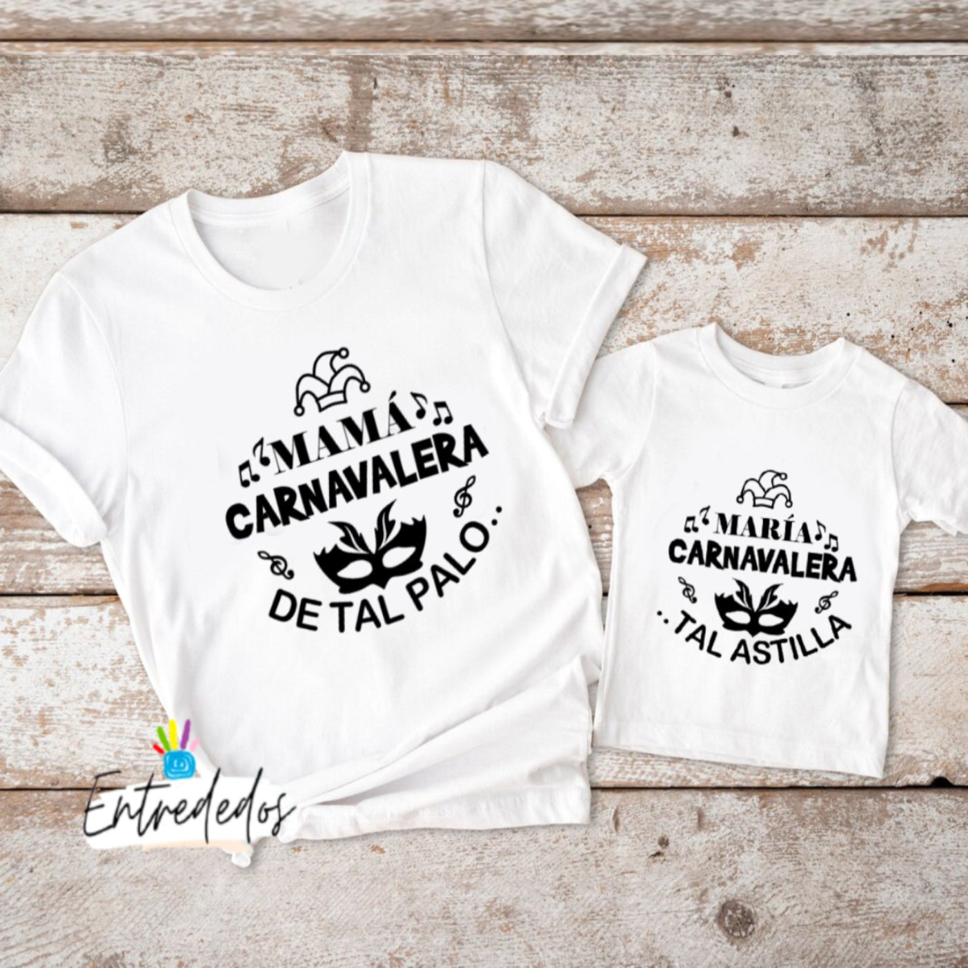 Camiseta Padre, Madre e hijo personalizada diseño carnaval