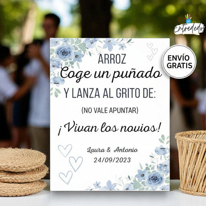 Cartel decorativo de cartón para bodas elegantes - Arroz