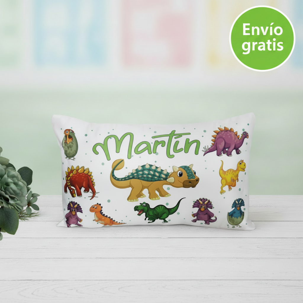 Cojin Guardería Personalizado para Niños - Dinos