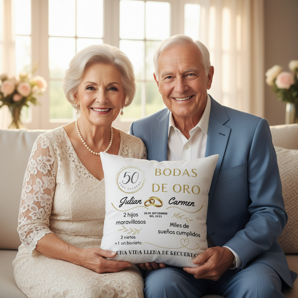 Cojín personalizado para  "BODAS DE ORO O PLATA