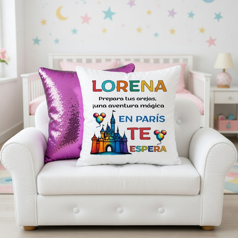 Cojín sorpresa para viaje a París – Parque temático