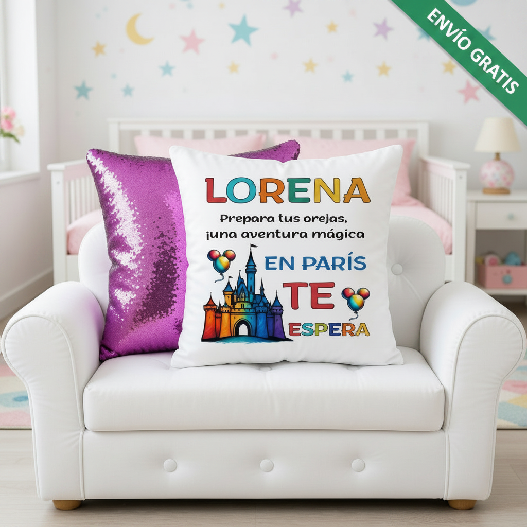 Cojín sorpresa para viaje a París – Parque temático
