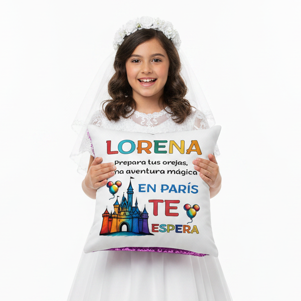 Cojín sorpresa para viaje a París – Parque temático