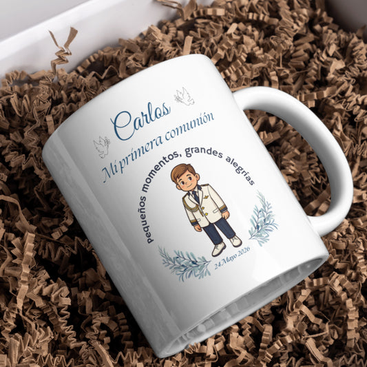 Tazas de Comunión Personalizada:  Niño de Almirante