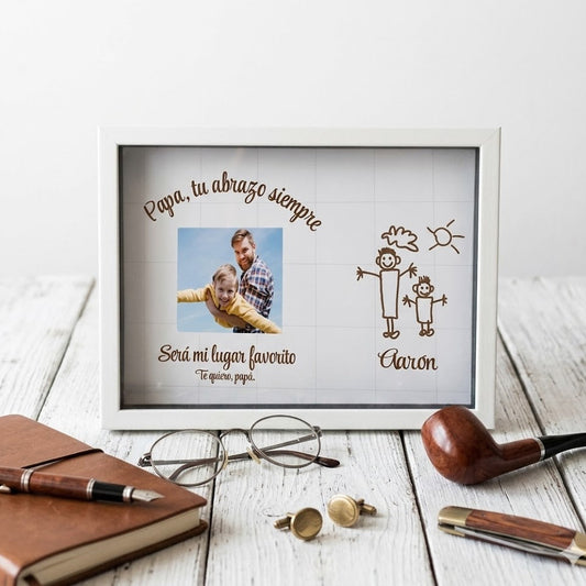 Cuadro Papá-Mamá Grabado en Madera