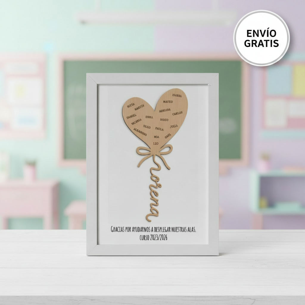 Cuadro para Profesores Corazón Personalizado