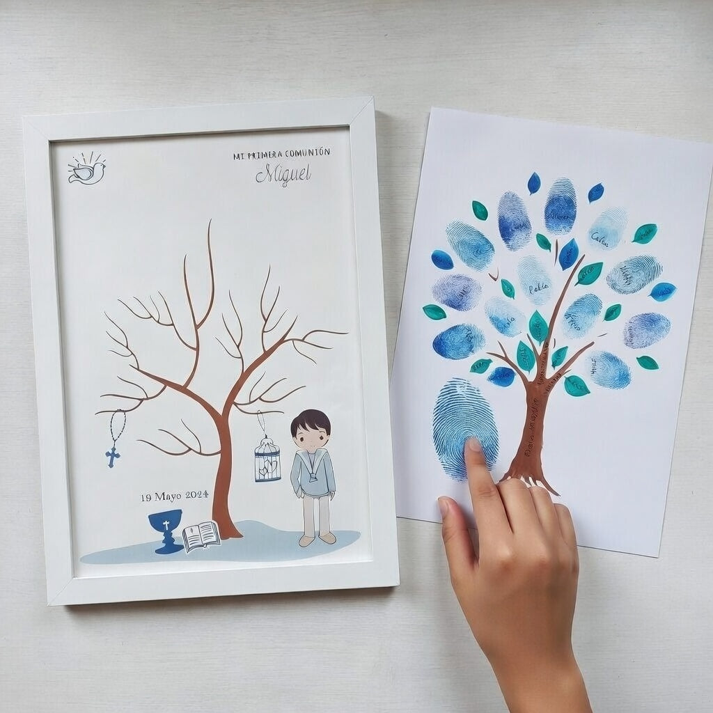 Marco y Lámina: Recuerdos de Huellas y Firmas NIÑOS
