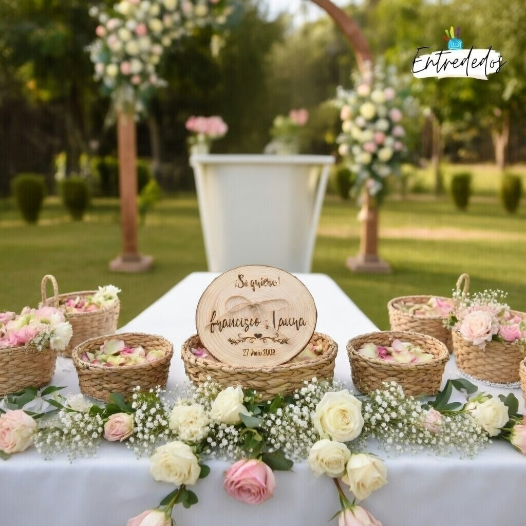 Porta alianzas Rodaja personalizado para anillos boda