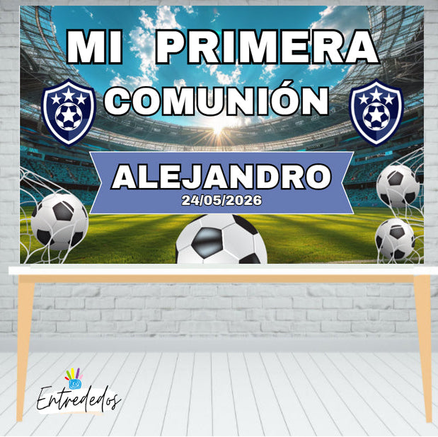 Fondo Personalizado Candy Bar con Campo de Fútbol y Escudo
