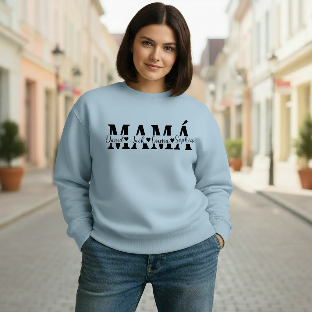 sudadera personalizada familiar con nombres y fechas – adultos y niños