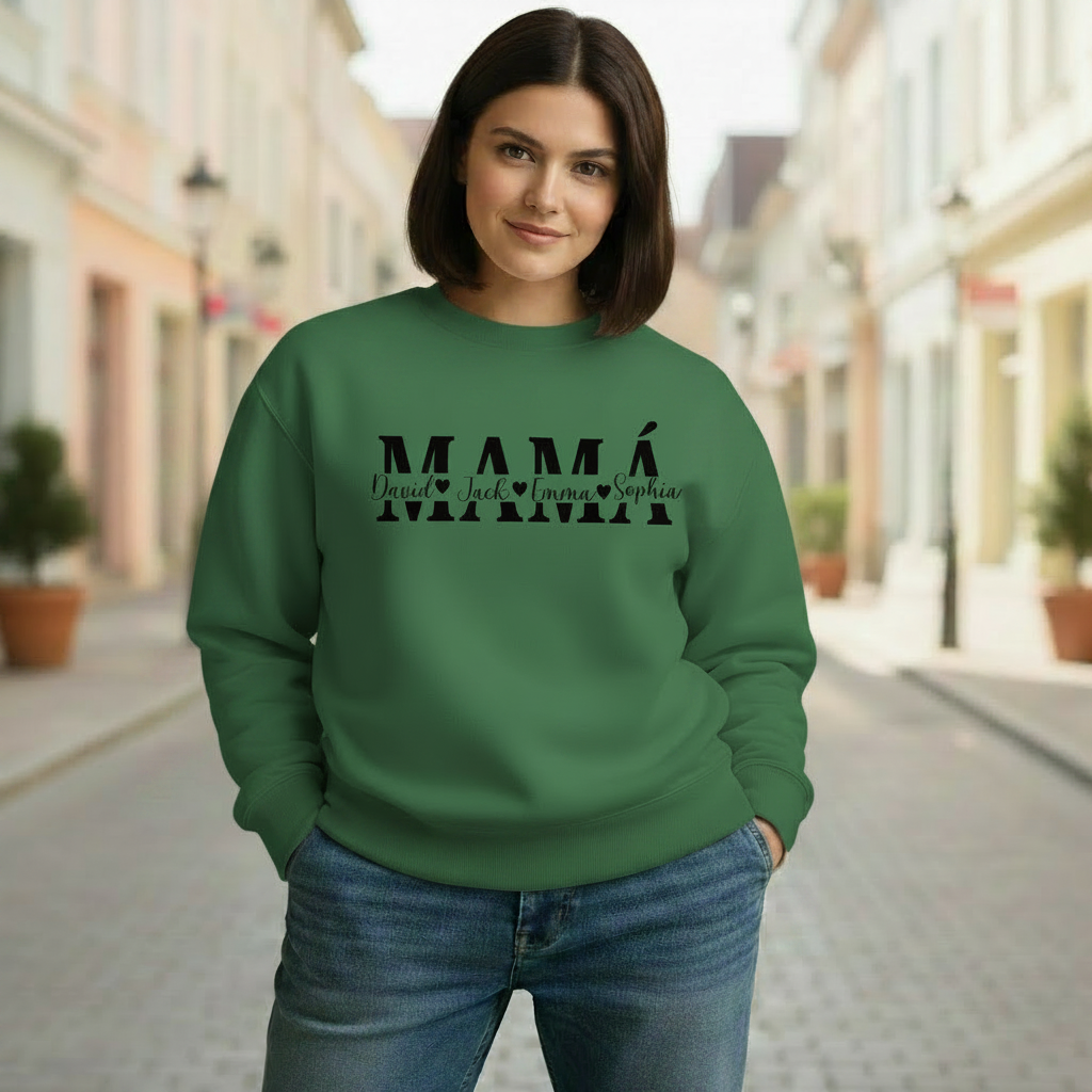 sudadera personalizada familiar con nombres y fechas – adultos y niños