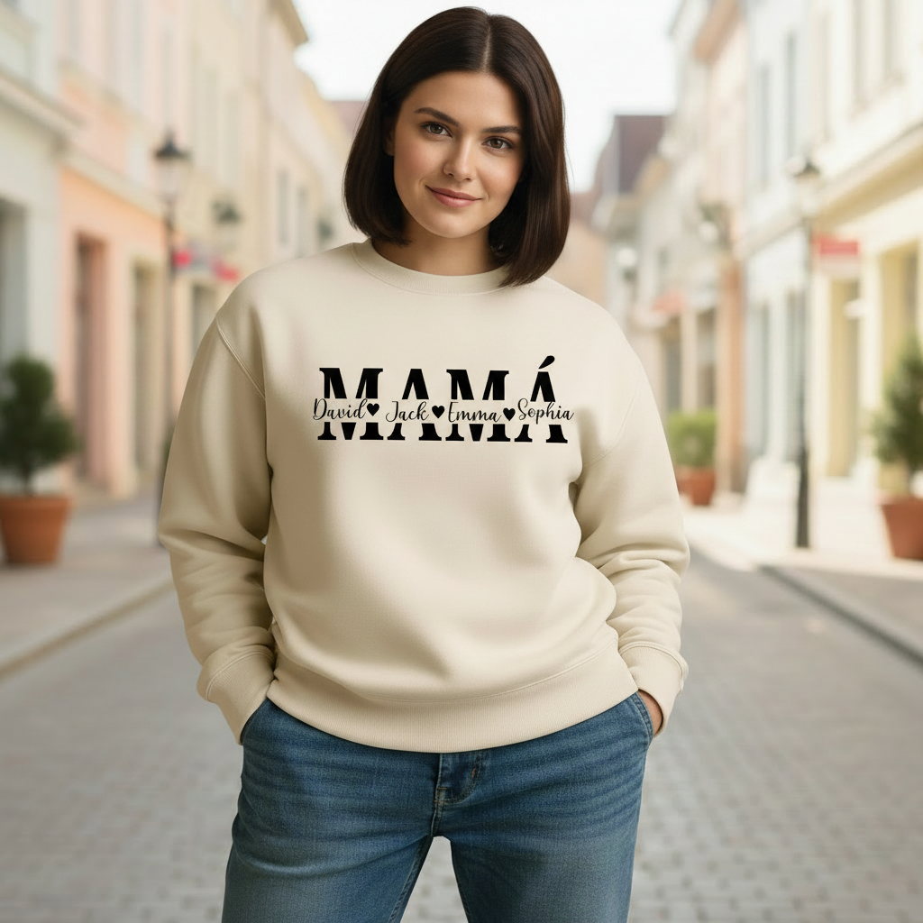 sudadera personalizada familiar con nombres y fechas – adultos y niños