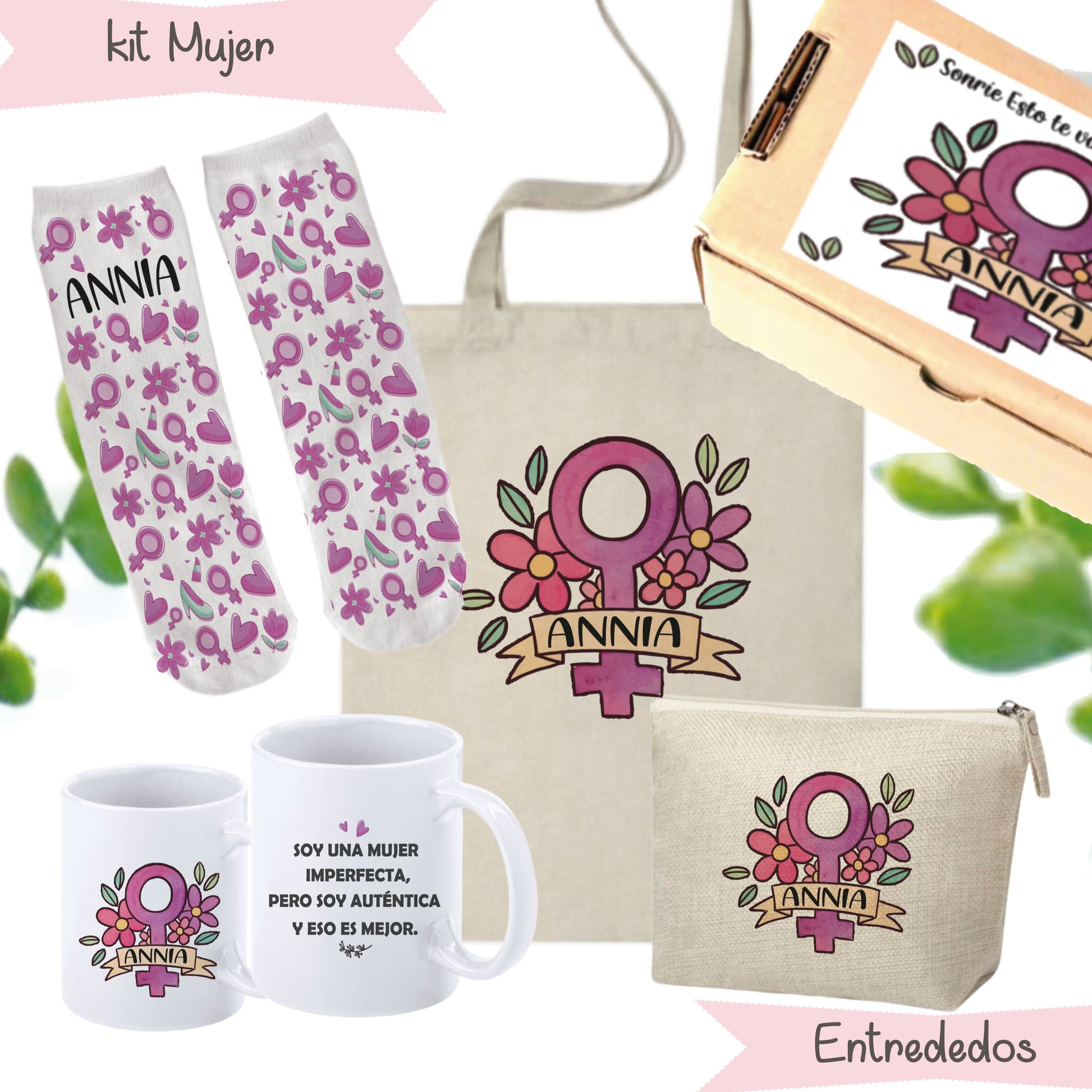 kit regalo mujer personalizado símbolo mujer floral – Entrededos