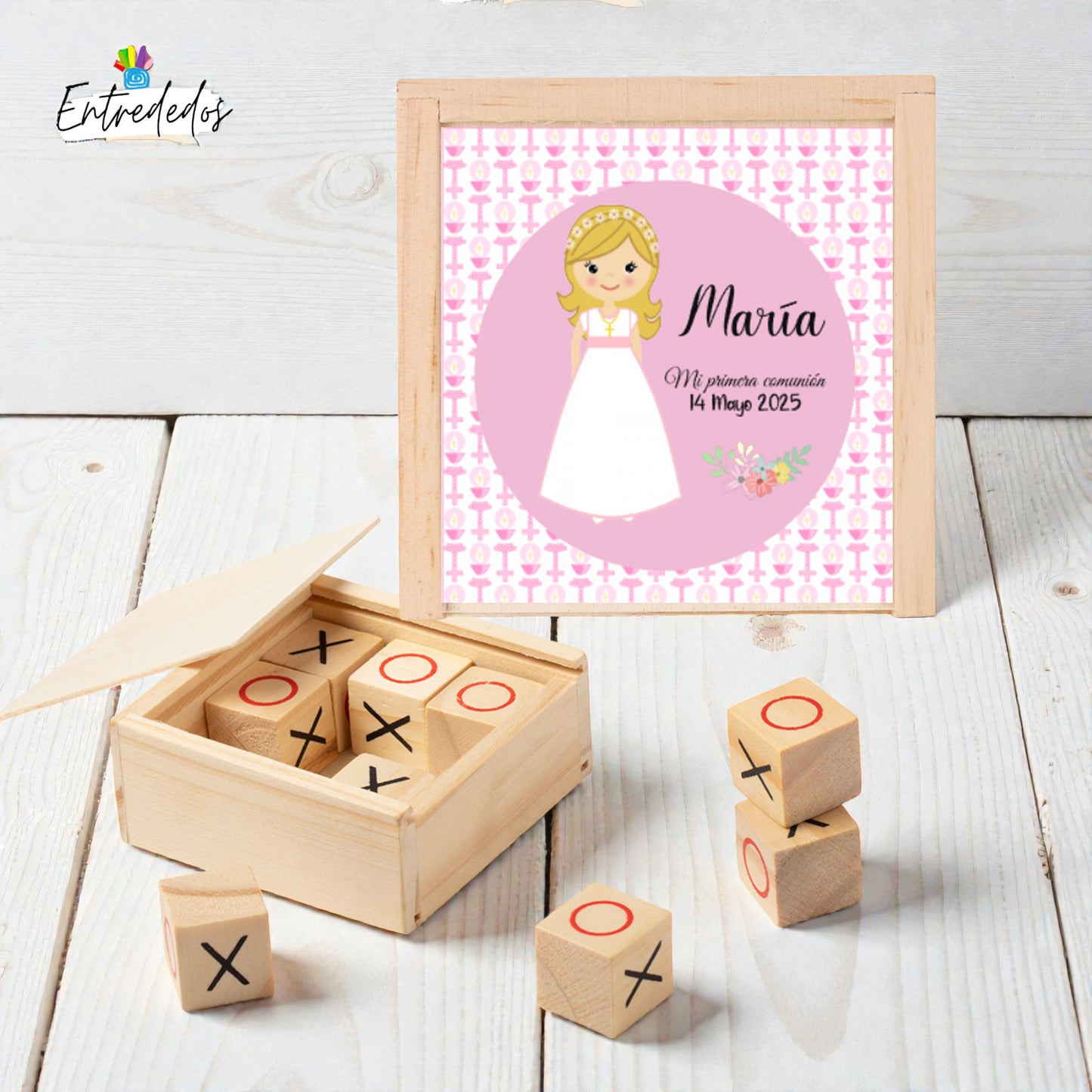 Tres en Raya de Madera Personalizado | Regalo para Invitados