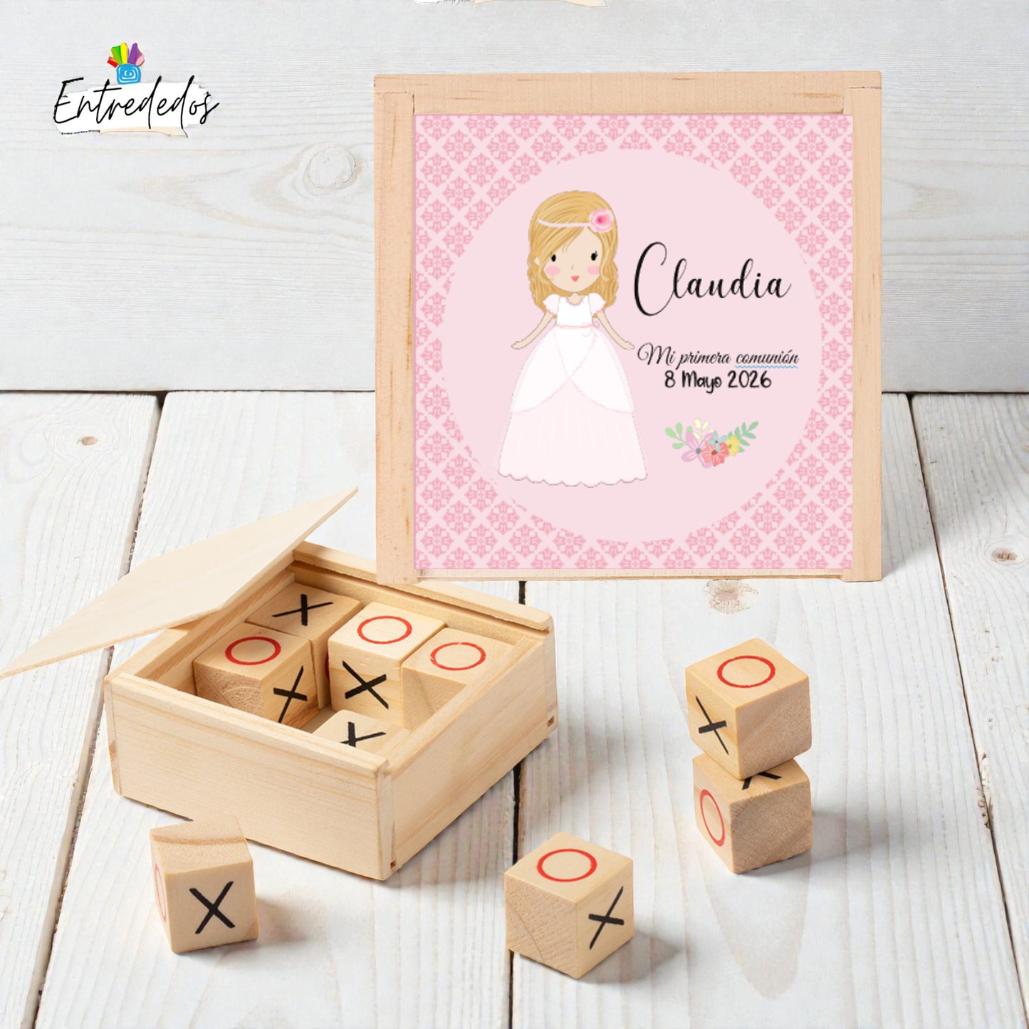 Tres en Raya de Madera Personalizado | Regalo para Invitados