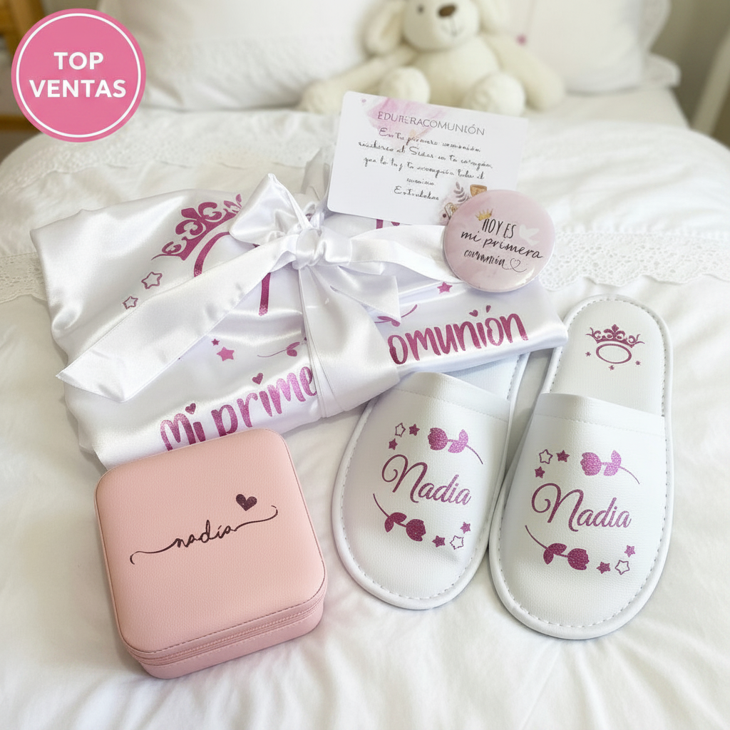 Kit Bata de Comunión Personalizado para Niña