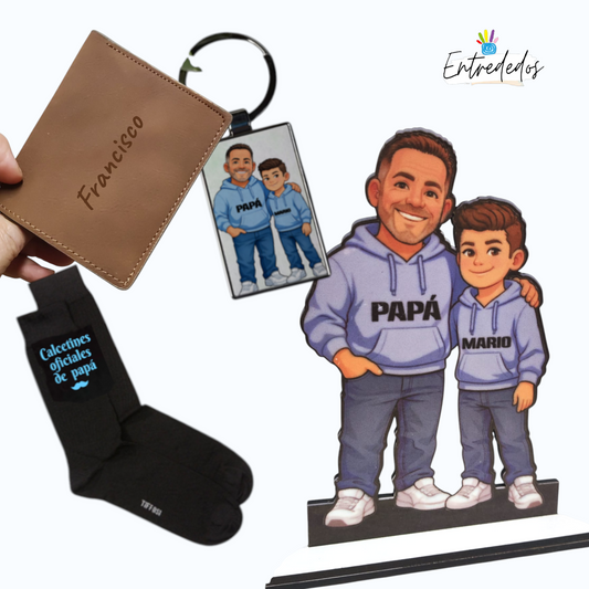 Caja regalo personalizada para papá – Silueta padre e hijo