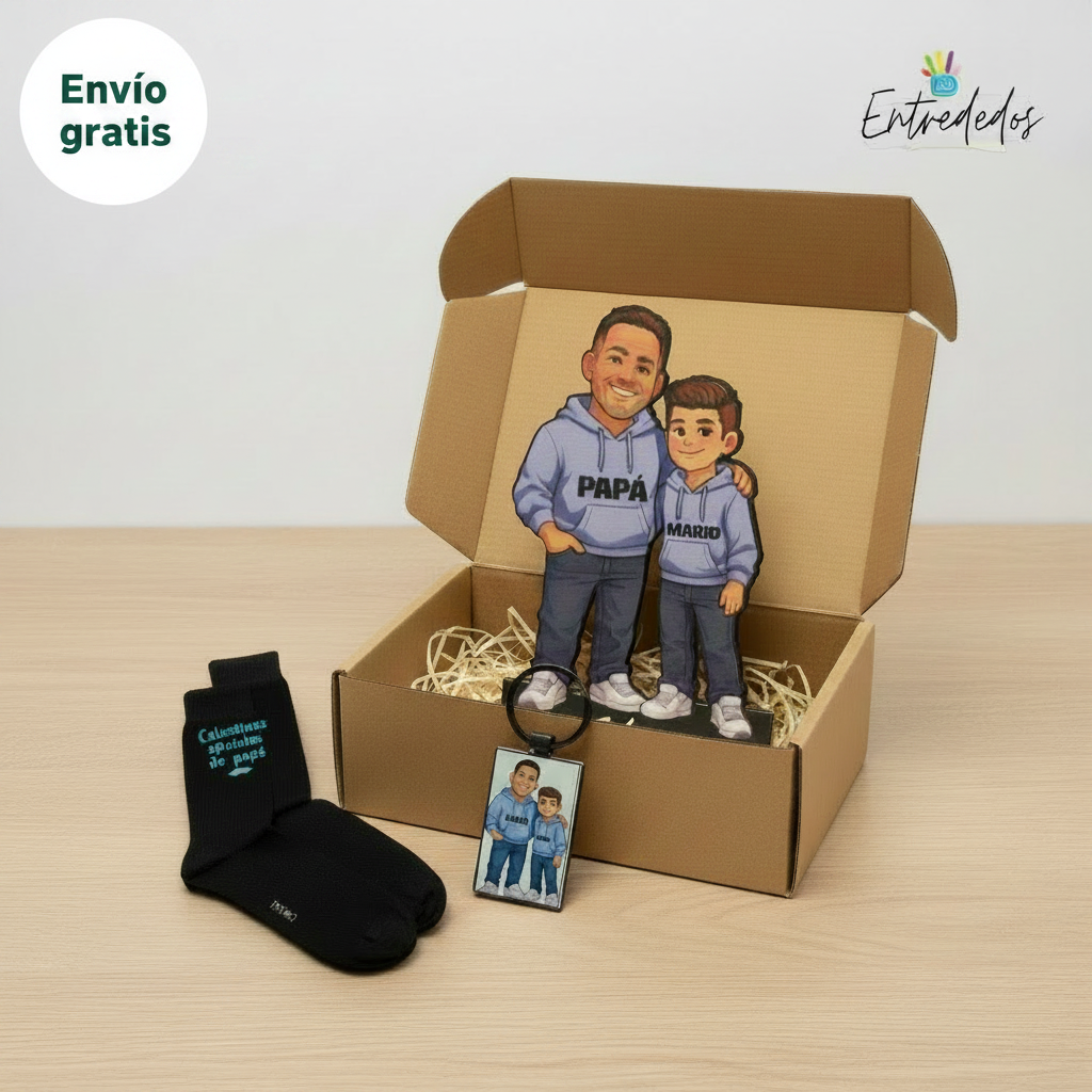 Caja regalo personalizada para papá – Silueta padre e hijo