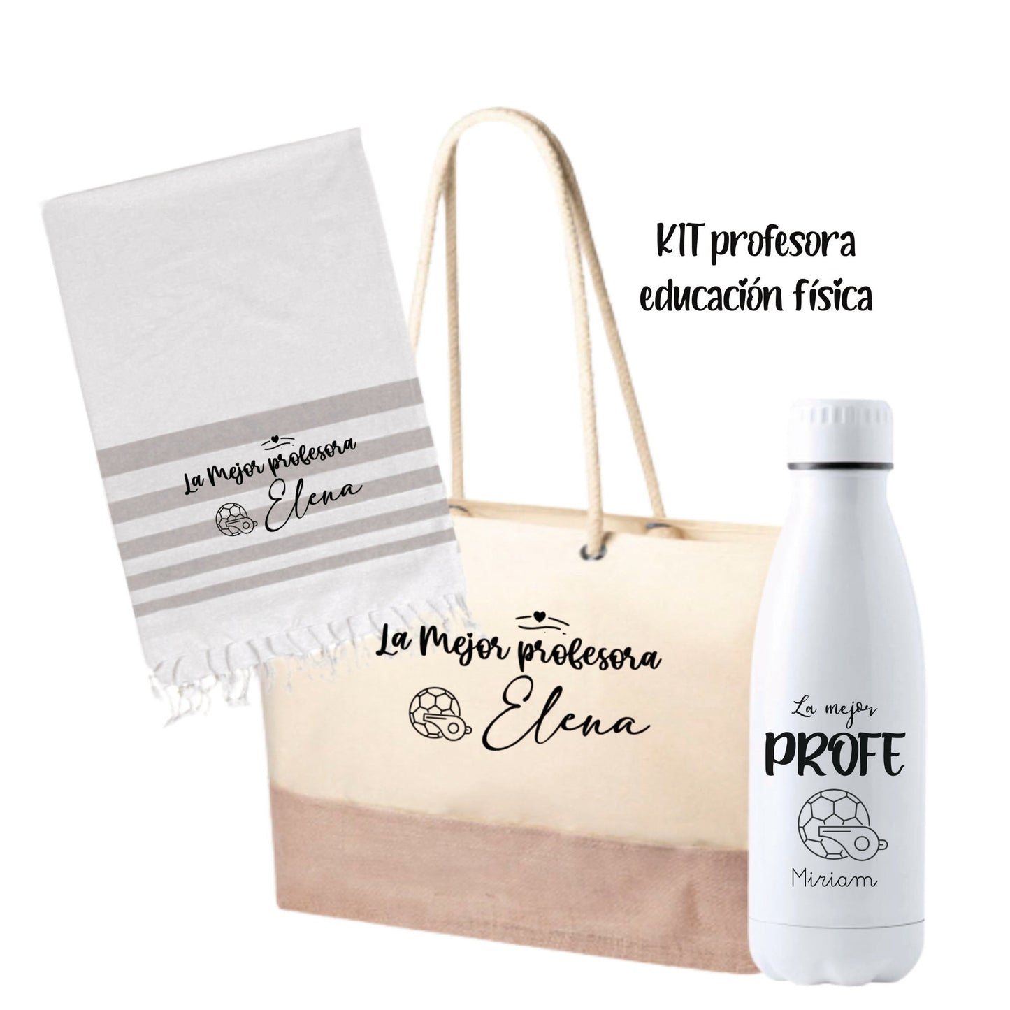 Kit profesora bolsa Playa+ botella+ toalla pareo