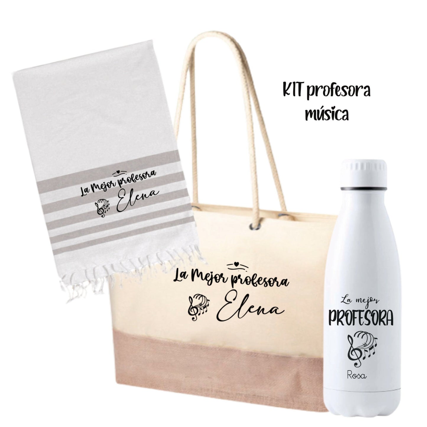 Kit profesora bolsa Playa+ botella+ toalla pareo