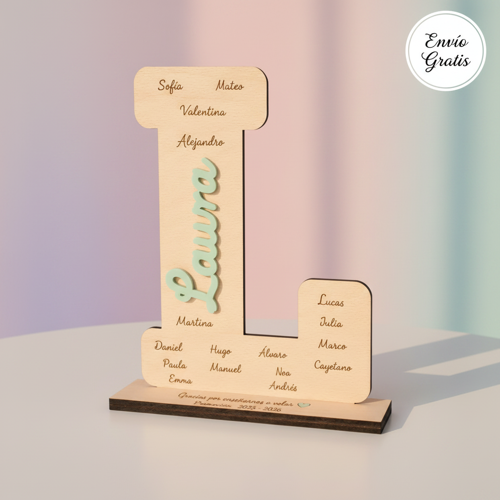 Regalo para profesoras - Inicial de Madera Con Nombre