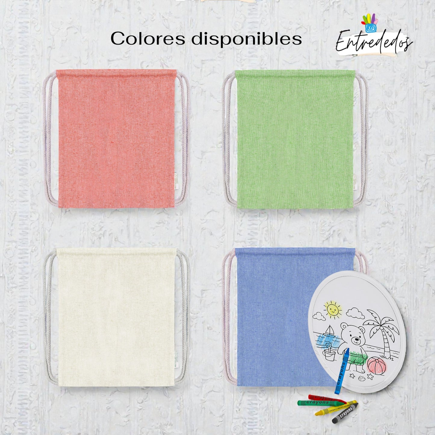 Set Mochila Infantil Personalizada con Frisbee para Colorear