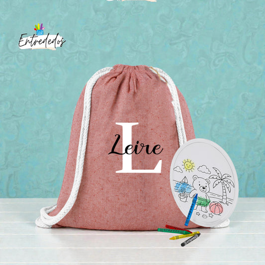 Set Mochila Infantil Personalizada con Frisbee para Colorear